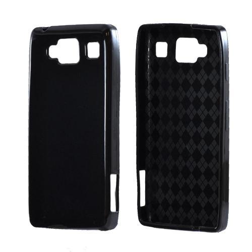 Motorola Droid RAZR MAXX HD Crystal Silicone Case - Black (Argyle Interior)