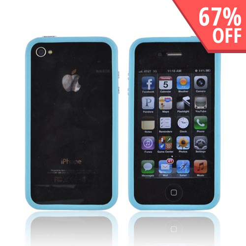AT&T/Verizon Apple iPhone 4, iPhone 4S Crystal Silicone Bumper - Sky Blue