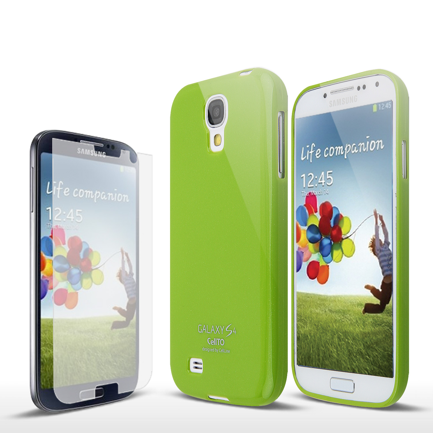 Lime Green Glitter Matte Crystal Silicone Skin Case for Samsung Galaxy S4