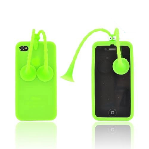AT&T/ Verizon Apple iPhone 4, iPhone 4S Silicone Case w/ Stand - Green Bug - XXIP4