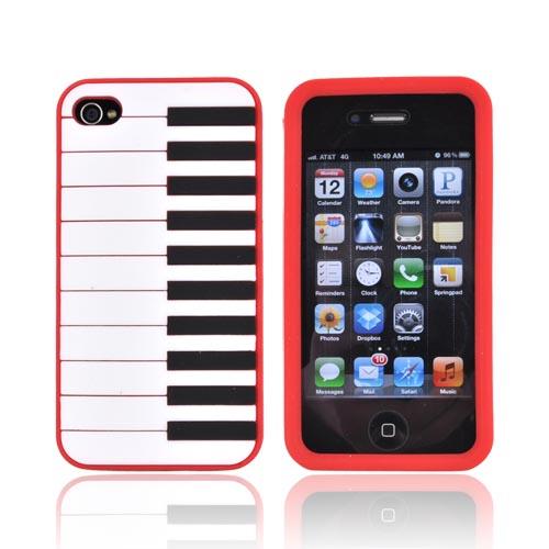 AT&T/ Verizon Apple iPhone 4, iPhone 4S Silicone Case - Red Piano