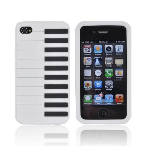 AT&T/ Verizon Apple iPhone 4, iPhone 4S Silicone Case - White Piano