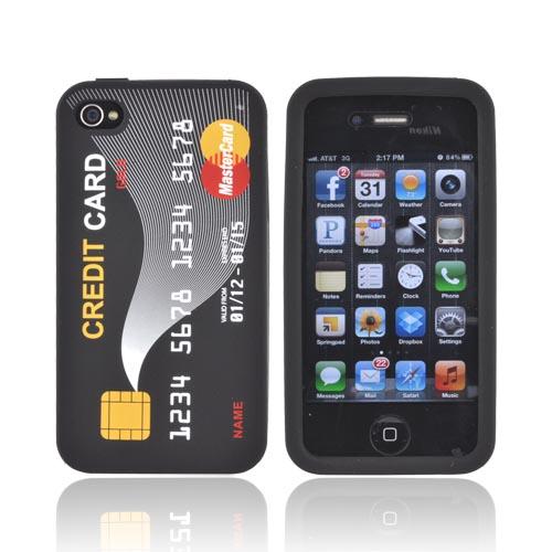 AT&T/ Verizon Apple iPhone 4, iPhone 4S Silicone Case - Black Credit Card