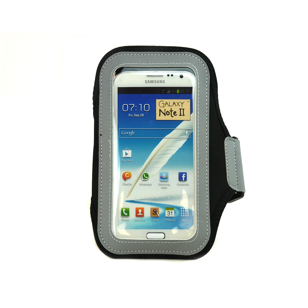 Black Sweat-Proof Neoprene Armband Case w/ Velcro Closure for Samsung Galaxy Note 1/2/3