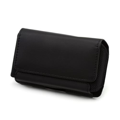 Premium Leather Horizontal Holster Pouch w/ Magnetic Closure & Belt Clip - Black (PUTXL)