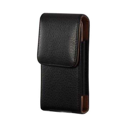 Black Vertical Leather Pouch w/ Magnetic Closure & Belt Clip for Galaxy S3 Sized Phones (PUT2XL)