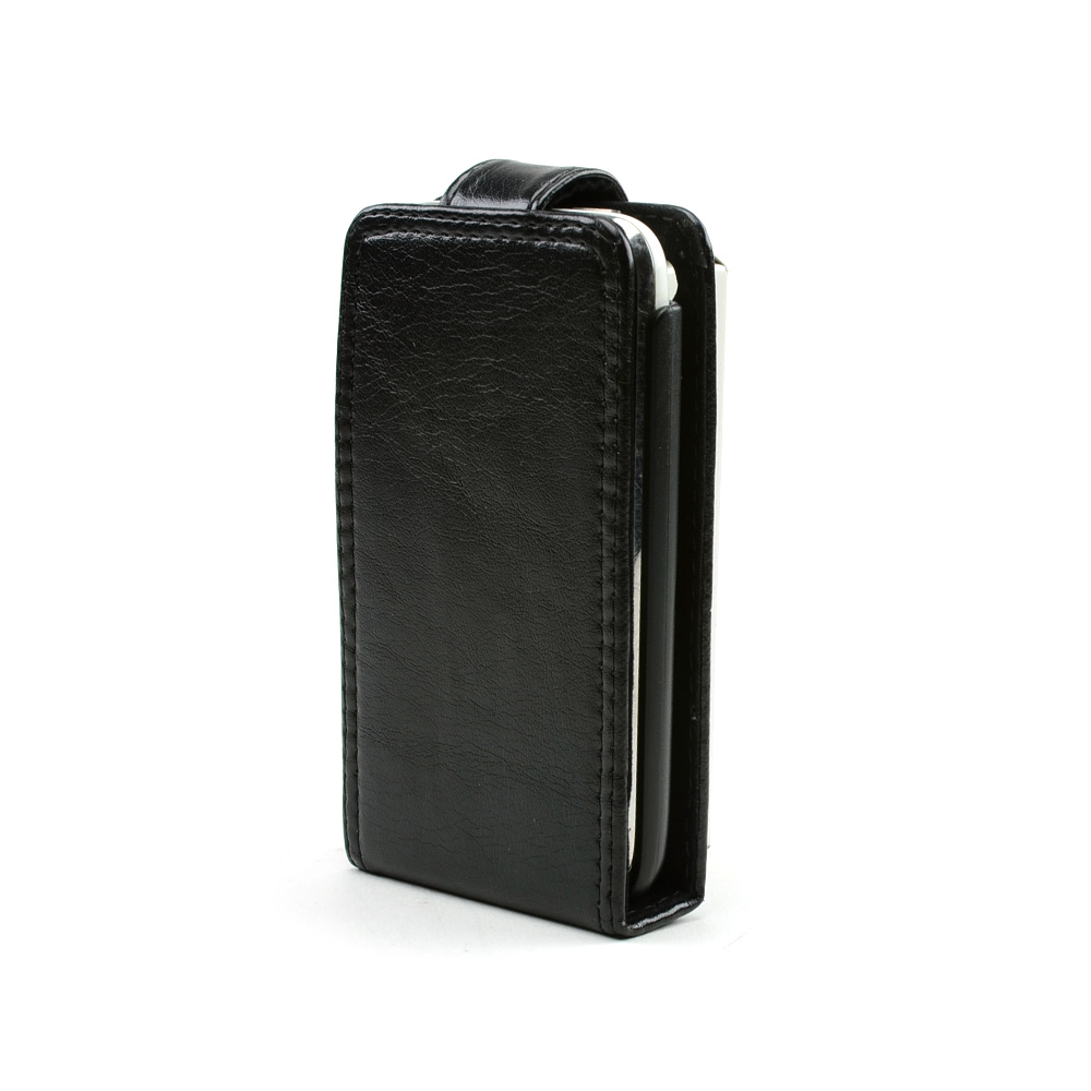 Premium Apple iPhone 3G Book-Type Vertical Leather Pouch w/ Pre-Installed Holster - Black