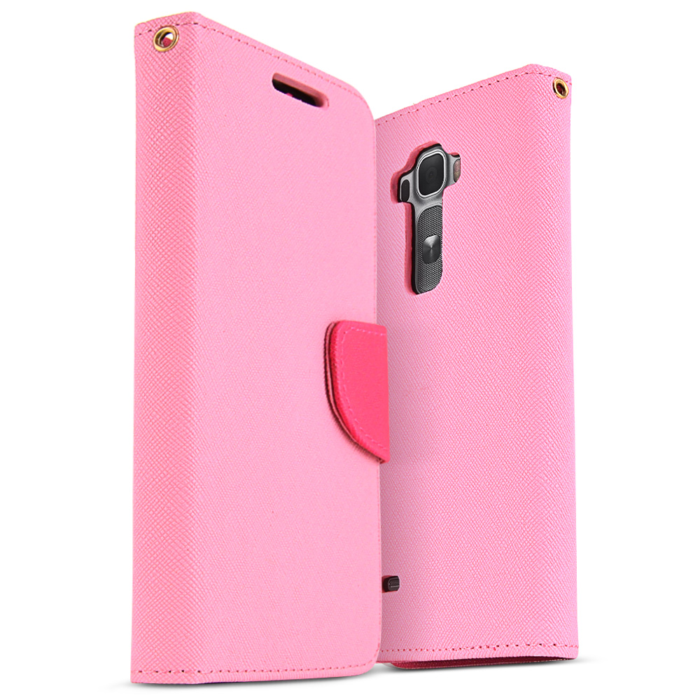 Baby Pink Saffiano Texture Faux Leather Front Flip Wallet Case for LG G Flex 2 Baby Pink Saffiano Texture Faux Leather Front Flip Wallet Case for LG G Flex 2