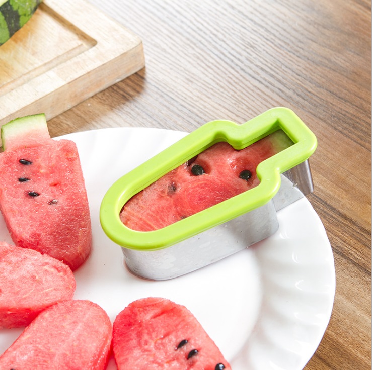 Fruit Slicer, Unique Watermelon Slicer - Ice Cream Popsicle Shape Melon Cutter, Mold, Tool