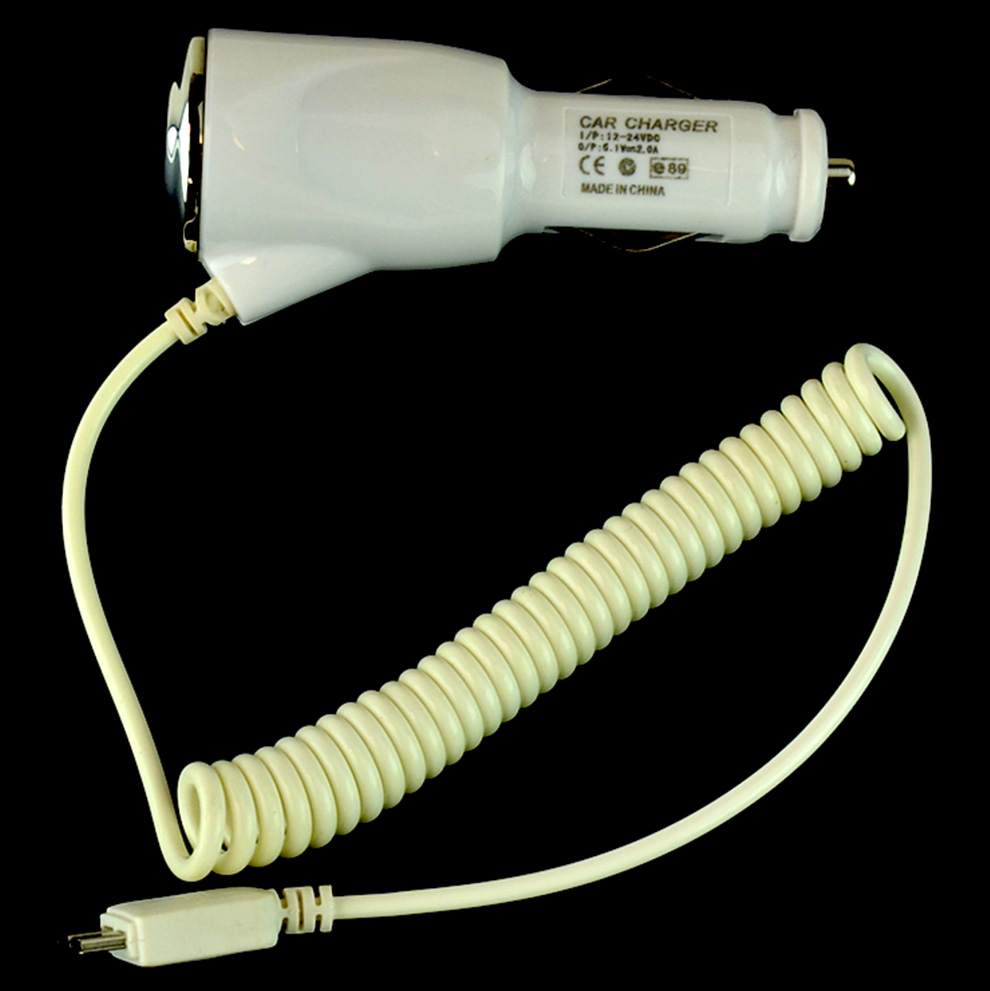 White High Powered Fast Charging Micro USB 3.0 Car Charger