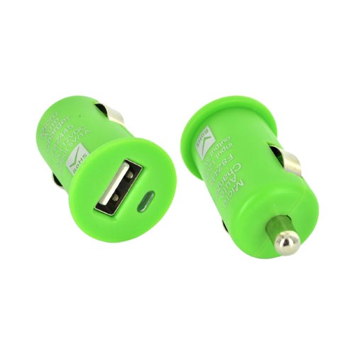 USB Miniature Colored Car Charger Adapter (1000 mAh) - Green