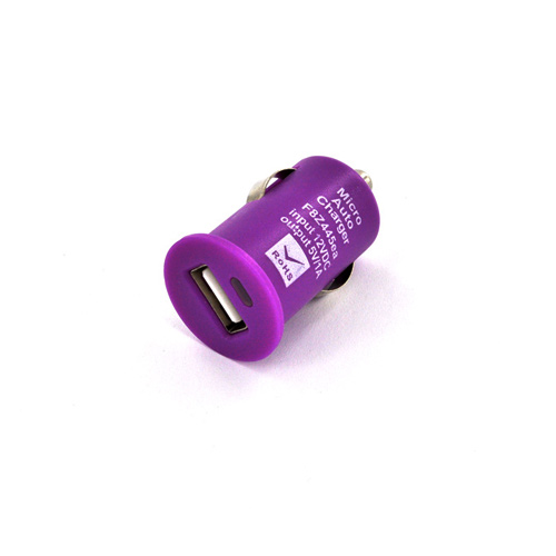 USB Miniature Colored Car Charger Adapter (1000 mAh) - Purple