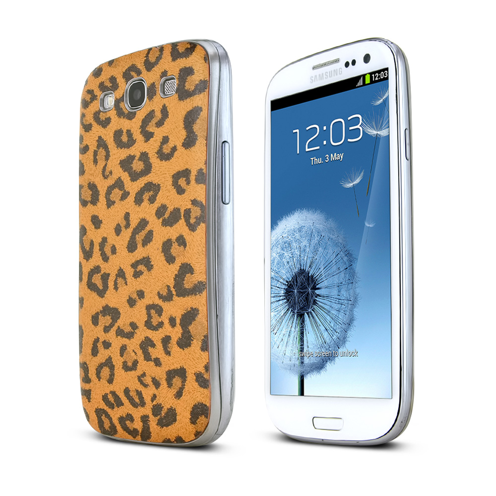 Brown/ Black Leopard Samsung Galaxy S3 Leather Textured Battery Door Case
