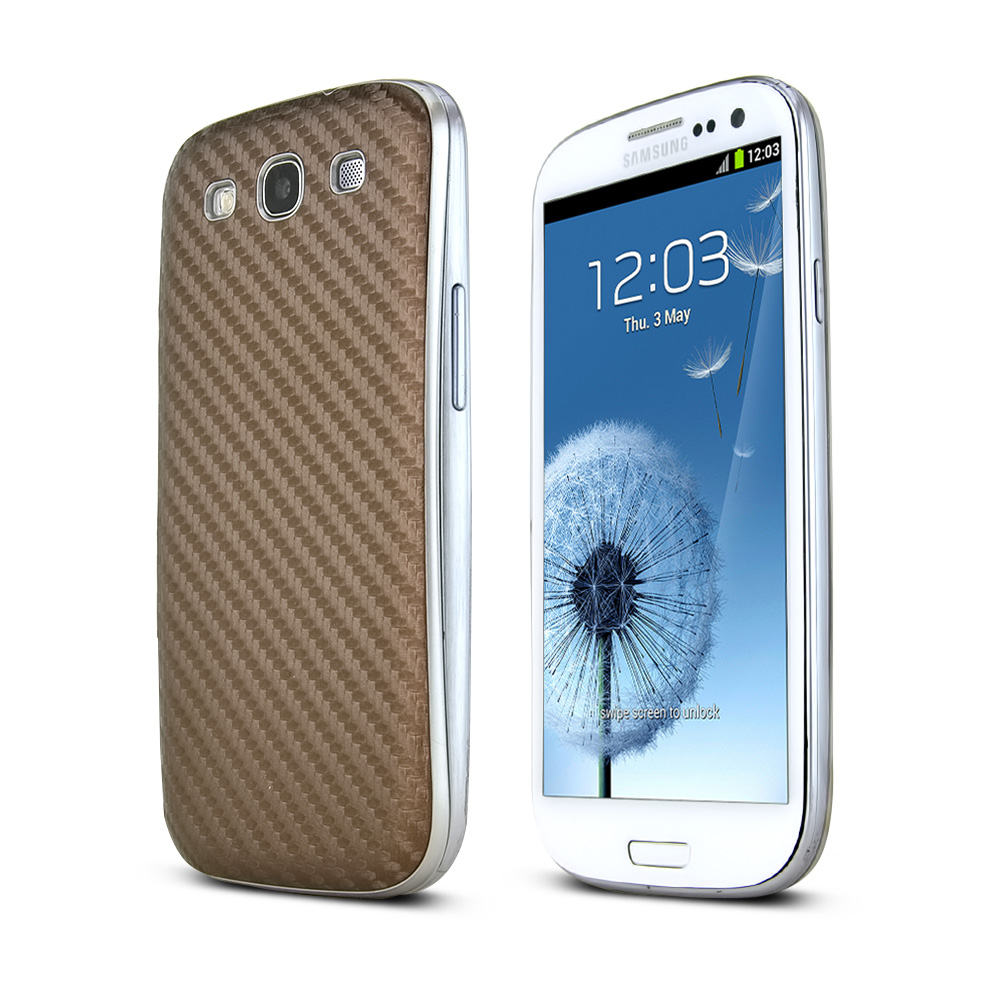 Copper Carbon Fiber Design Samsung Galaxy S3 Textured Battery Door Case