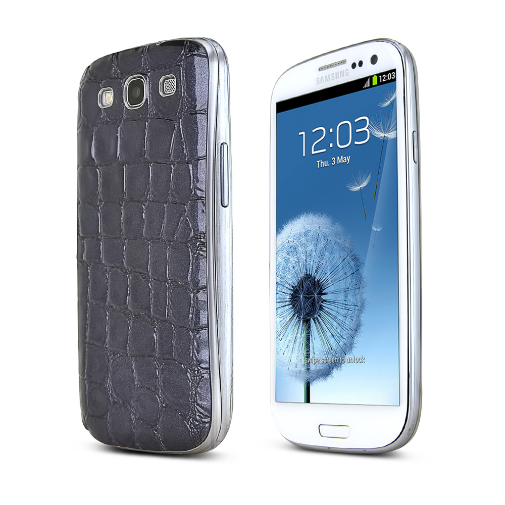 Purple Glossy Alligator Samsung Galaxy S3 Leather Textured Battery Door Case
