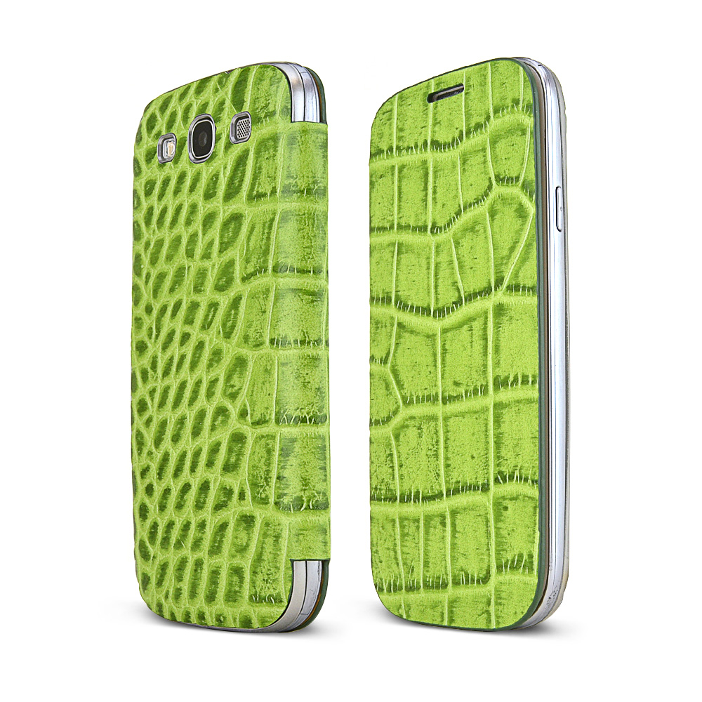 Light Green Alligator Samsung Galaxy S3 Leather Textured Diary Flip Battery Door Case