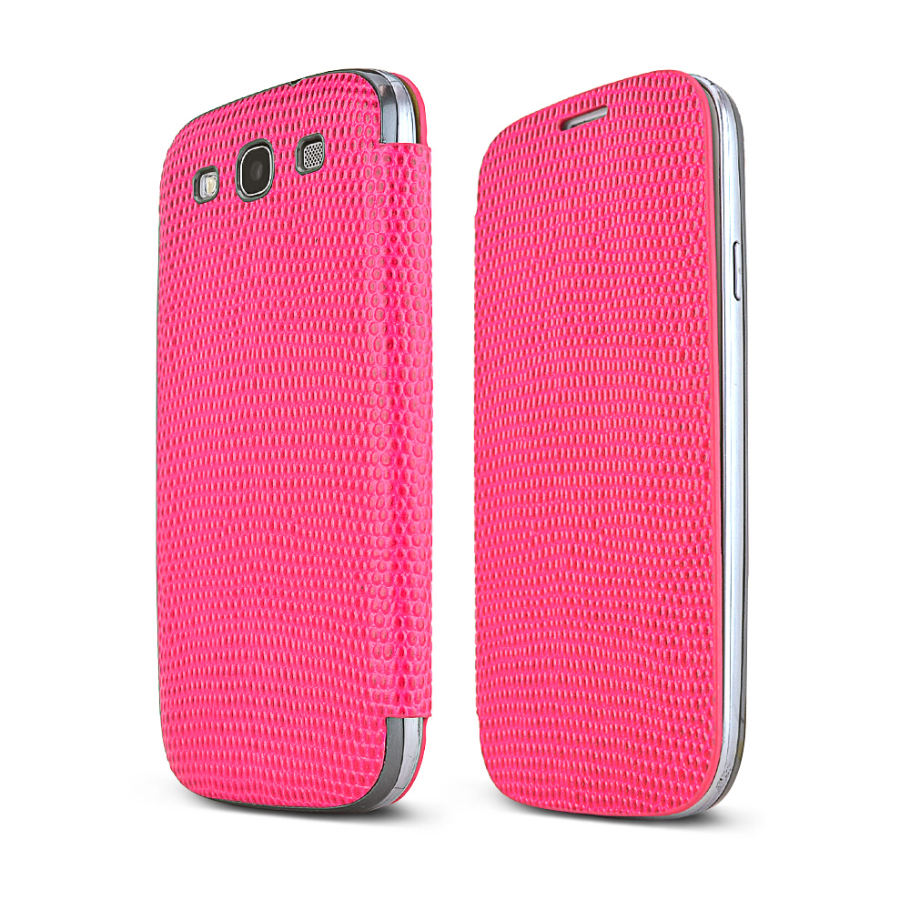 Hot Pink Alligator Samsung Galaxy S3 Leather Textured Diary Flip Battery Door Case