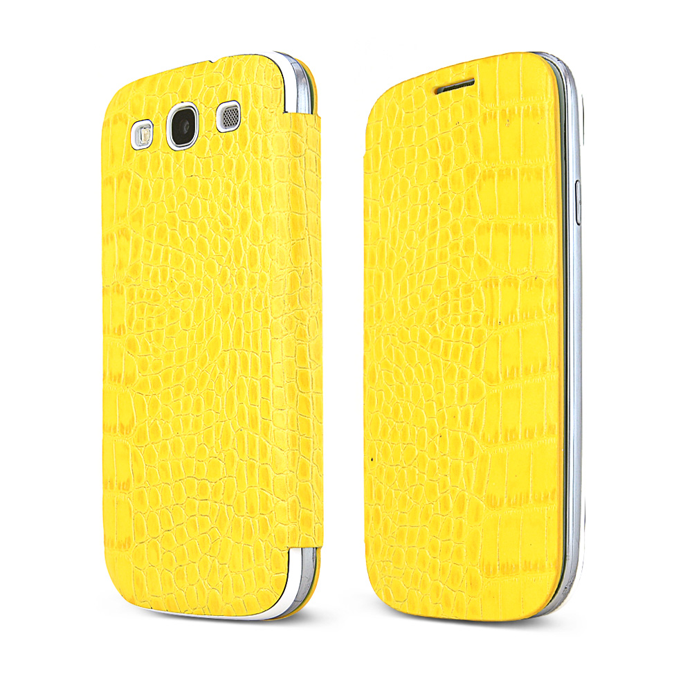 Yellow Alligator Samsung Galaxy S3 Leather Textured Diary Flip Battery Door Case