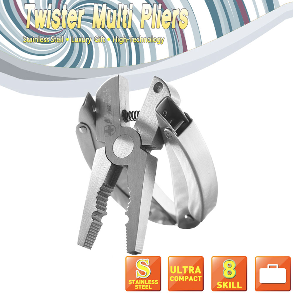 Steel Multi-Function Pocket Folding Portable Plier Tool Set w/ Keychain Hoop And Pouch