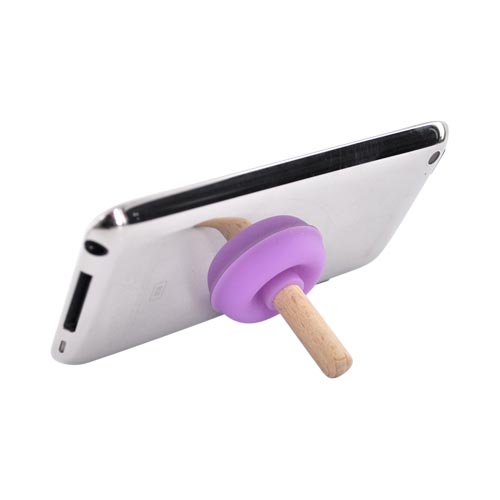 Portable Cell Phone Silicone Suction Plunger Stand Holder - Purple