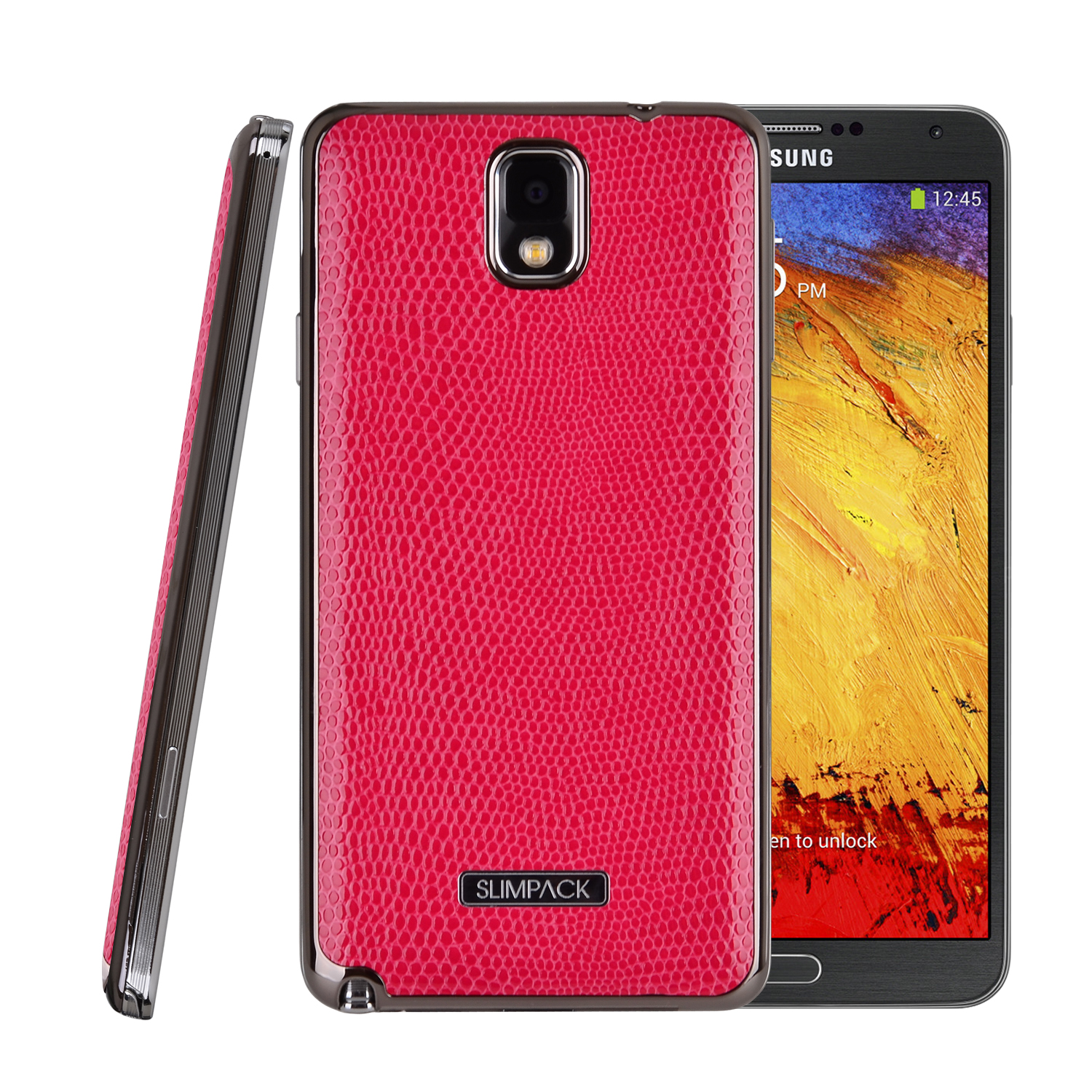 Slimpack Hot Pink Samsung Galaxy Note 3 leather textured battery door case