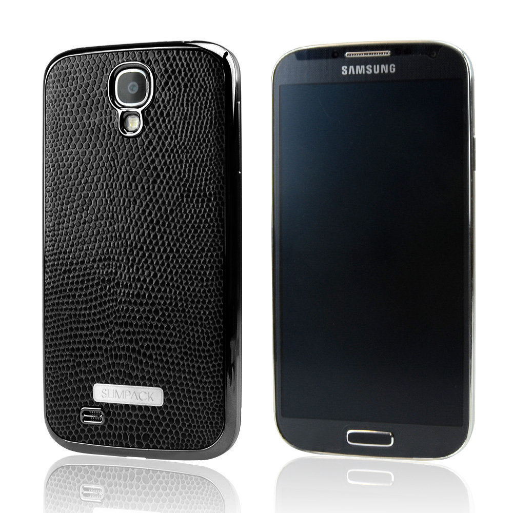 Slimpack Black Samsung Galaxy S4 leather textured battery door case