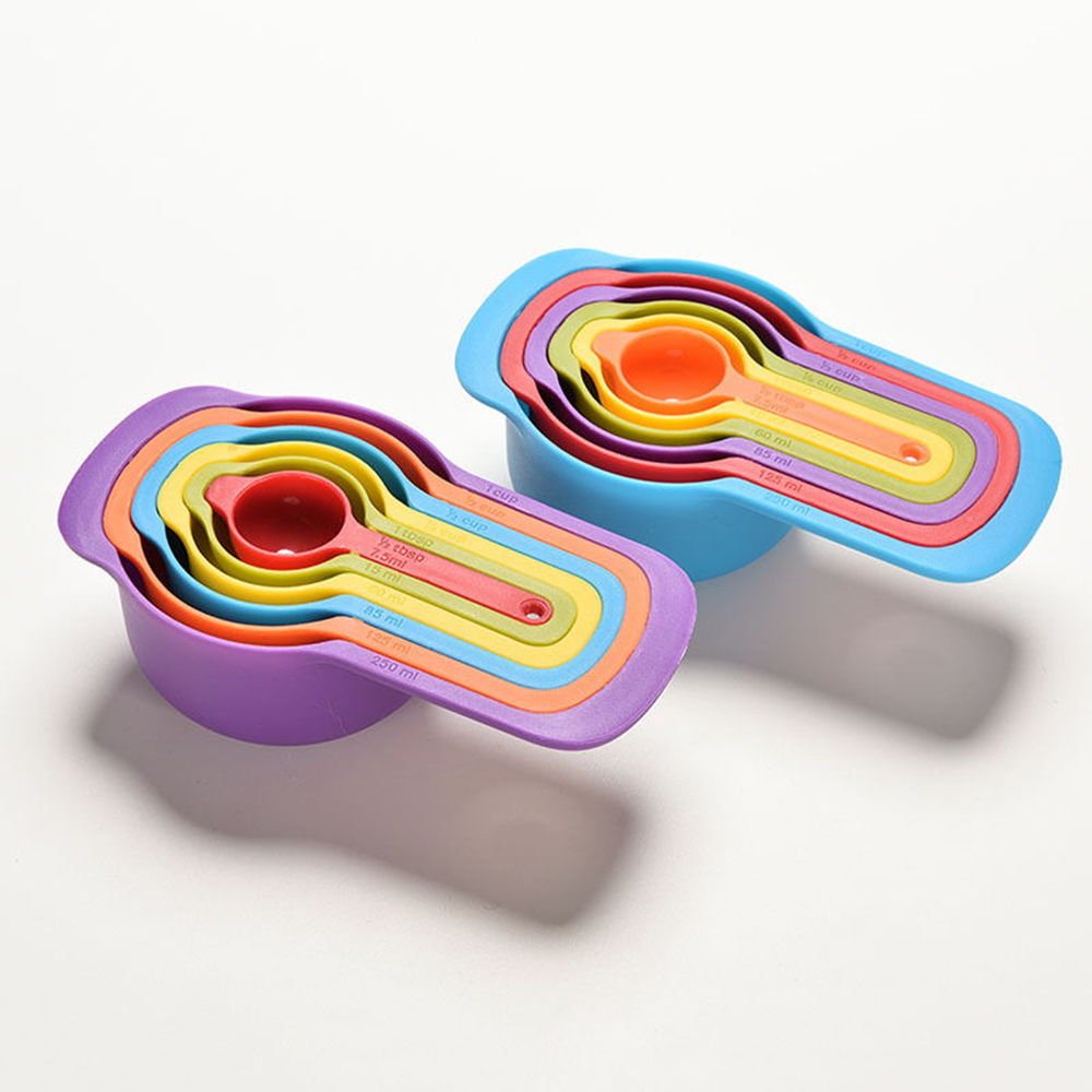 Rainbow Plastic Measuring Cups Spoons Set - Cook in Style!