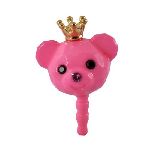 Pink Bear w/ Crown 3.5mm Headphone Jack Stopple Charm