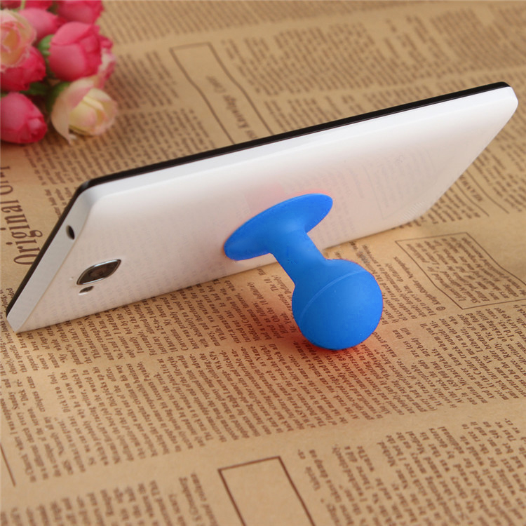 Portable Cell Phone Silicone Suction Ball Stand Holder - Blue