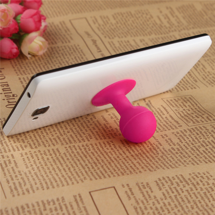 Portable Cell Phone Silicone Suction Ball Stand Holder - Hot Pink