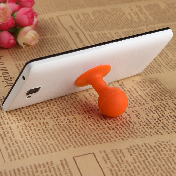 Portable Cell Phone Silicone Suction Ball Stand Holder - Orange