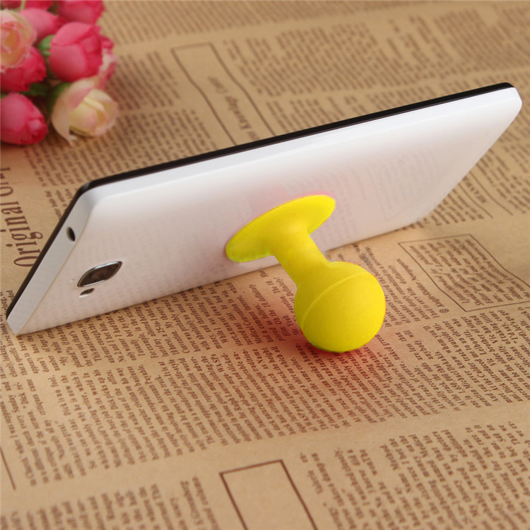 Universal Portable Cell Phone Silicone Suction Ball Stand Holder - Yellow