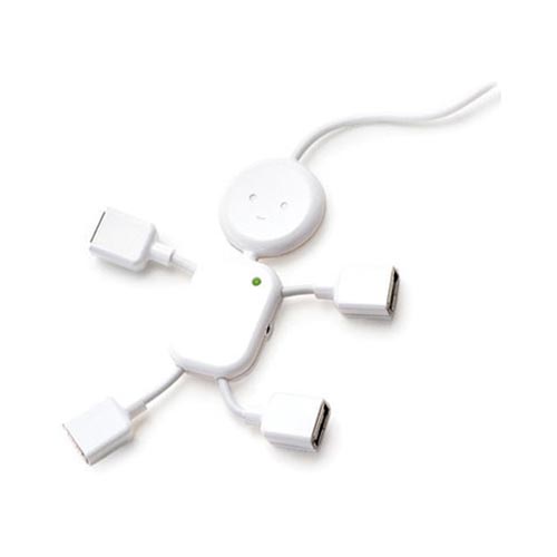 Original Kikkerland Hubman 4-Way USB Hub, US006 - White