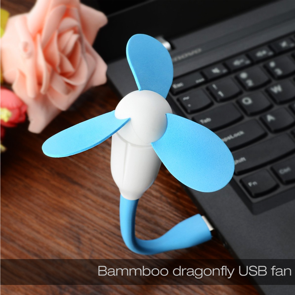 Blue USB Mini Fan w/ Safe to Touch EVA Foam Blades