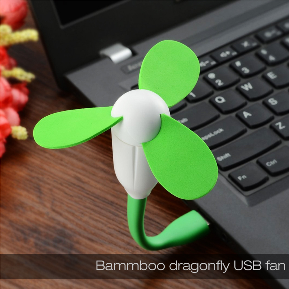 Green USB Mini Fan w/ Safe to Touch EVA Foam Blades